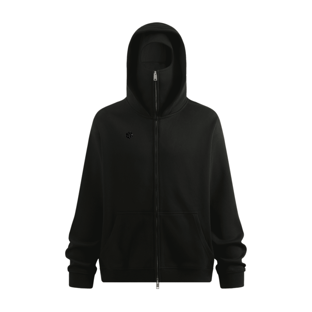 Windproof Sports Zip-up Hoodie with Built-in Face Mask