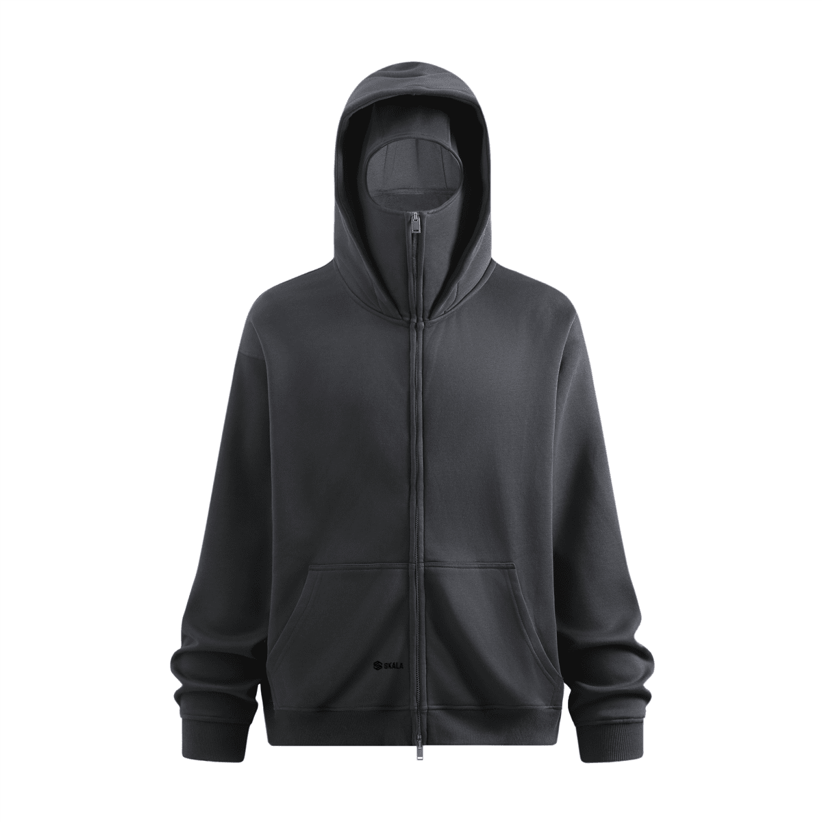Windproof Sports Zip-up Hoodie with Built-in Face Mask