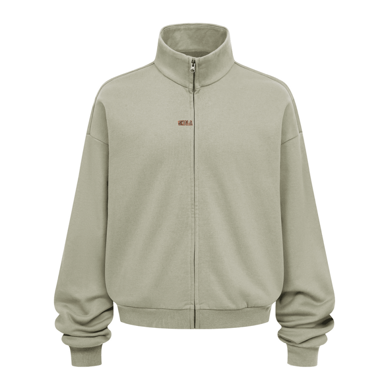 Unisex Brushed Stand-collar Zip-up Jacket