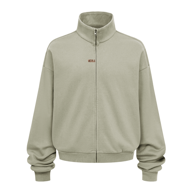 Unisex Brushed Stand-collar Zip-up Jacket