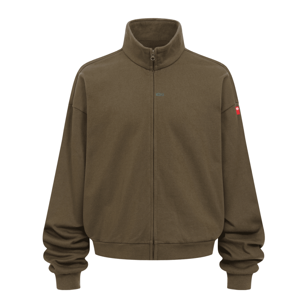 Unisex Brushed Stand-collar Zip-up Jacket