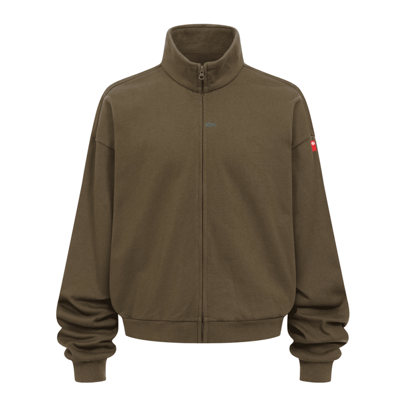 Unisex Brushed Stand-collar Zip-up Jacket
