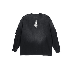 Unisex Washed Vintage Double-gauze Long-sleeve T-shirt