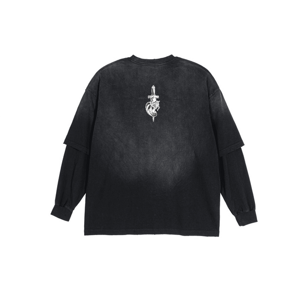 Unisex Washed Vintage Double-gauze Long-sleeve T-shirt
