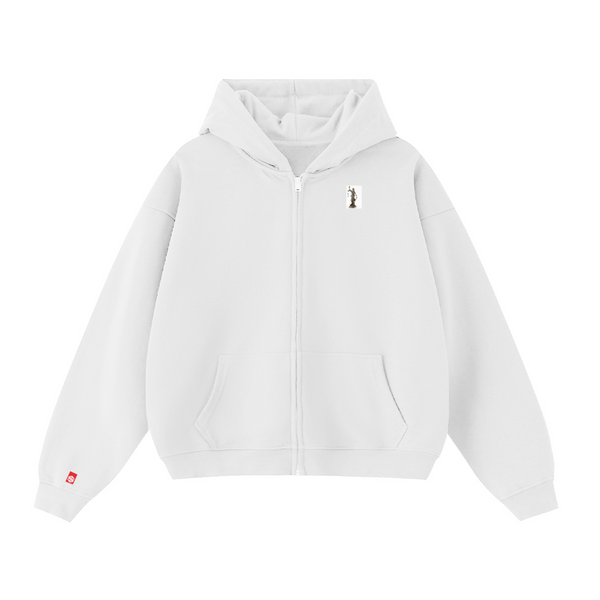 Unisex Cropped Double-Zip Hoodie