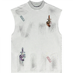 Distressed High Street Round Neck Sleeveless