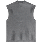 Distressed High Street Round Neck Sleeveless