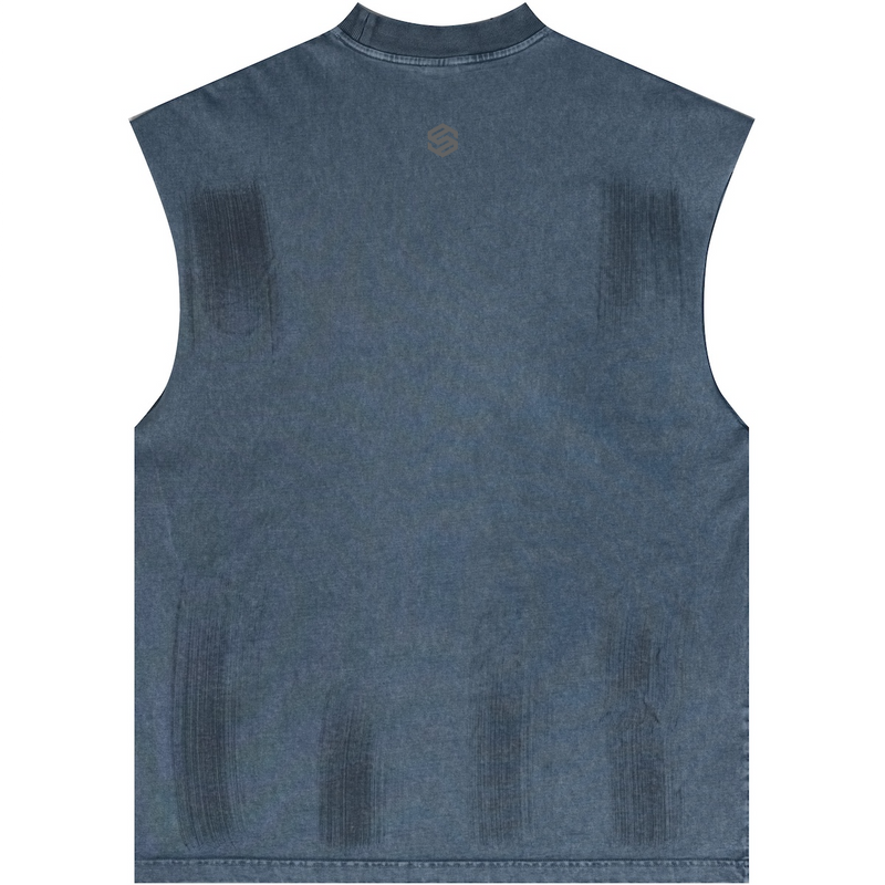 Distressed High Street Round Neck Sleeveless