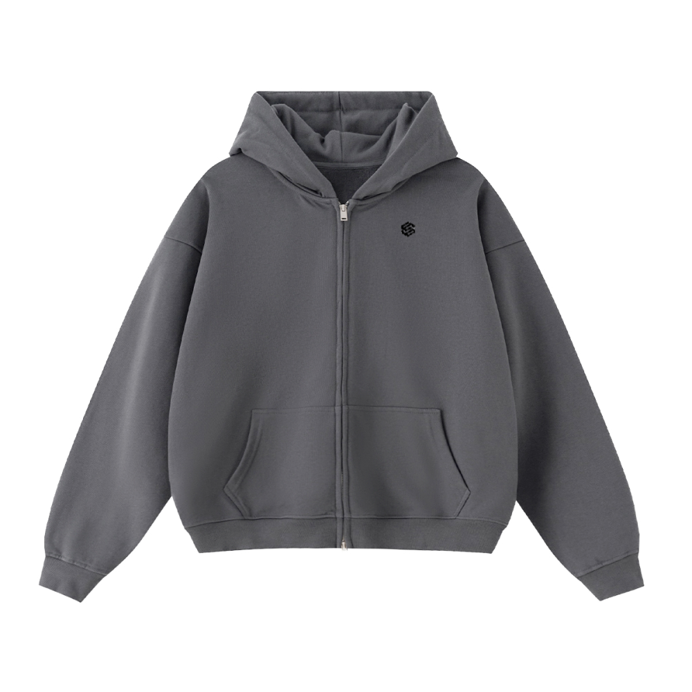 Unisex Cropped Oversized Zip-up Hoodie (460 GSM)