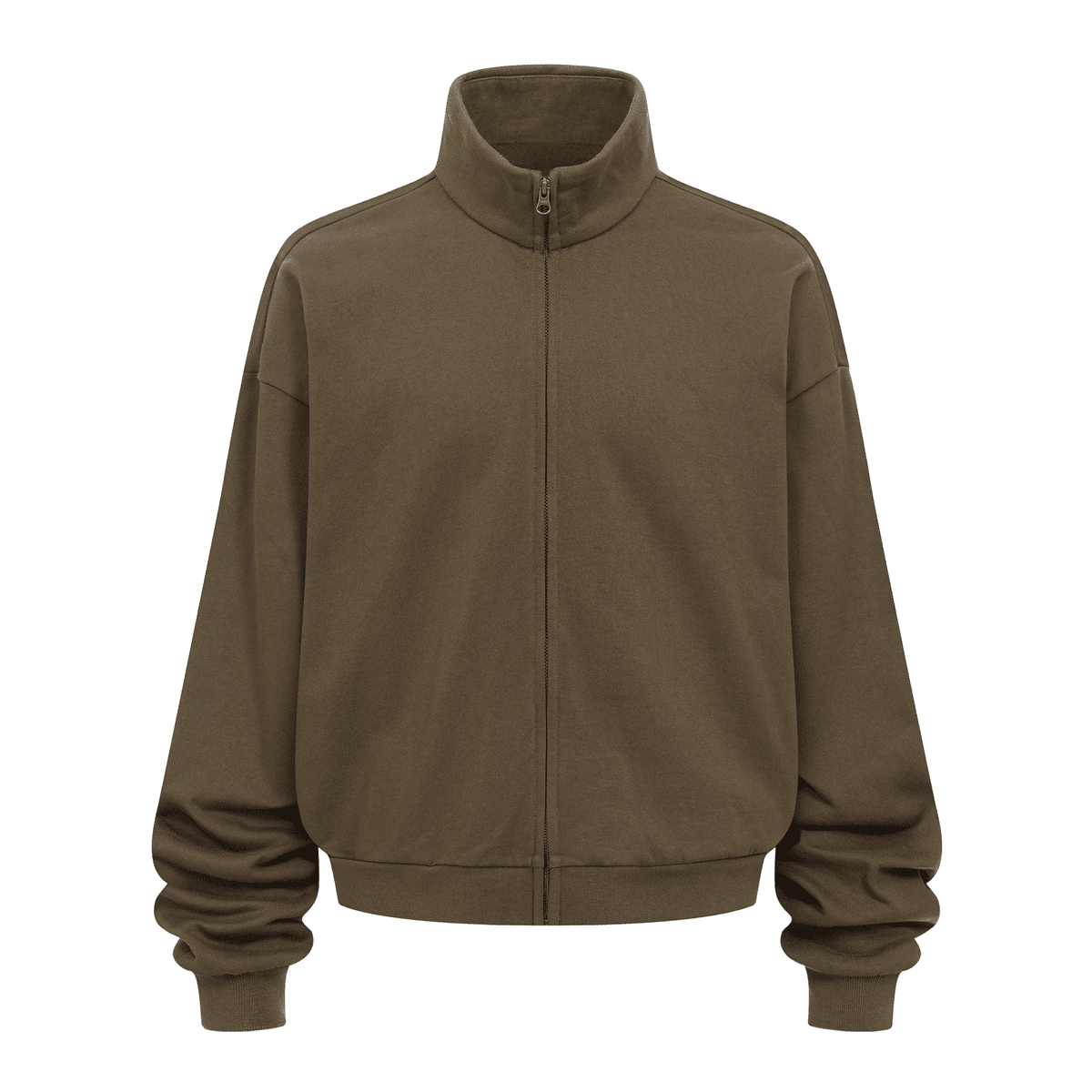 Unisex Brushed Stand-collar Zip-up Jacket