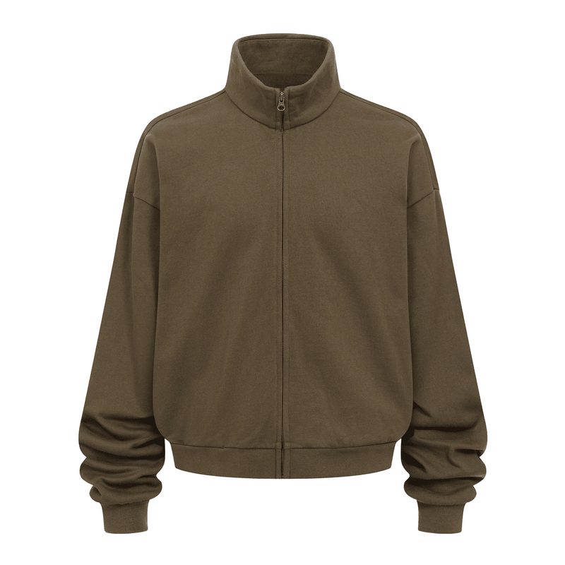 Unisex Brushed Stand-collar Zip-up Jacket