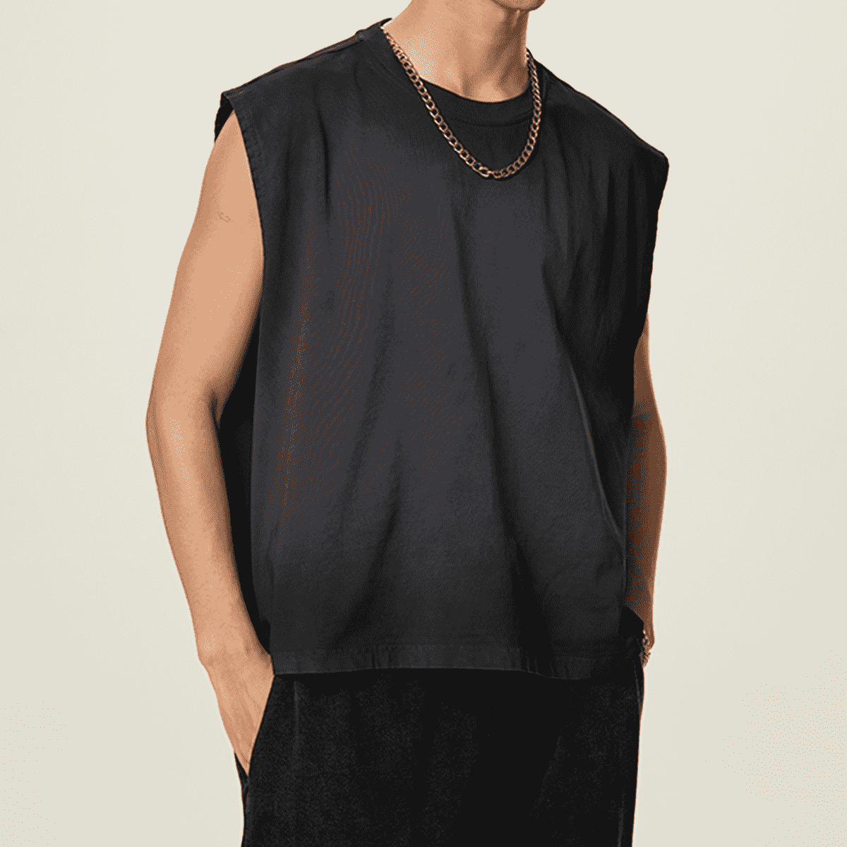Unisex Cropped Boxy Washed Gradient Pure Cotton Tank Top (230 gsm)