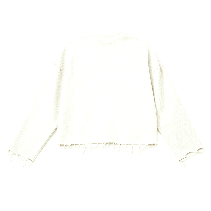Unisex Waffle Cropped Long Sleeve Shirt(290G)