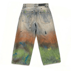 Unisex Vintage Washed Distressed Paint-Splatter Denim Jeans