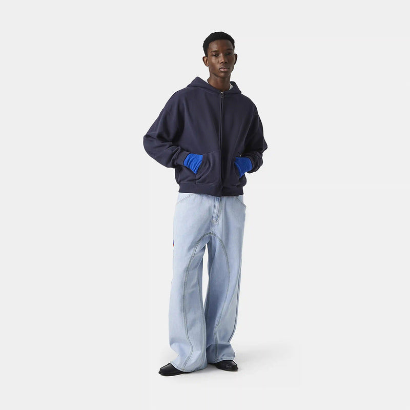 Unisex Cropped Double-Zip Hoodie