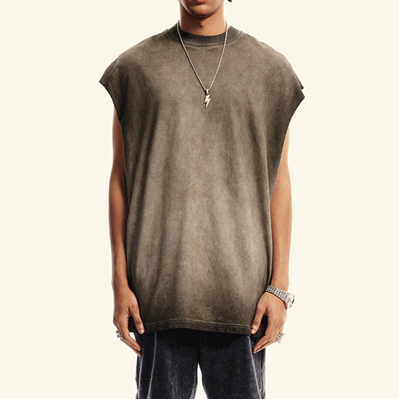 Washed Crew Neck Tank Top(250GSM)