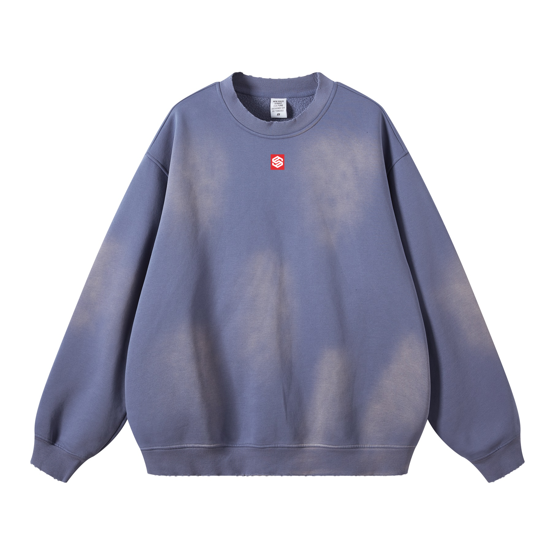 Round Neck Washed Distressed Ombre Sweatshirt