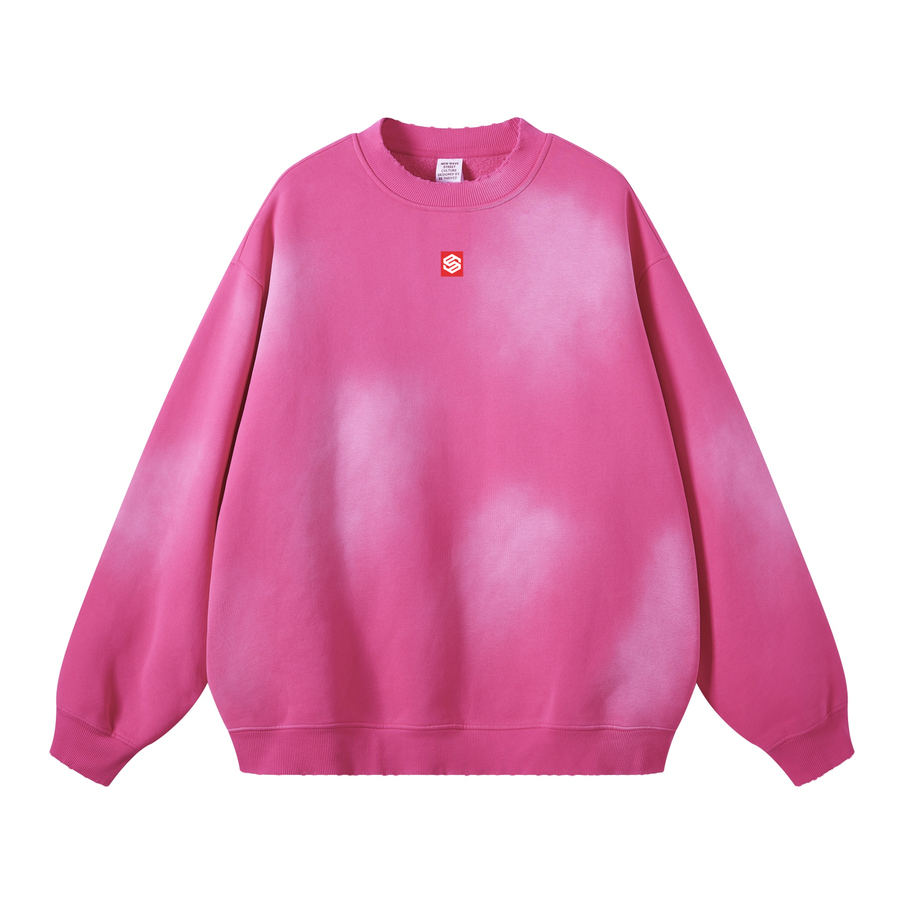 Round Neck Washed Distressed Ombre Sweatshirt