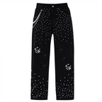 Unisex Rhinestone-Embellished Relaxed Straight-Leg Jeans