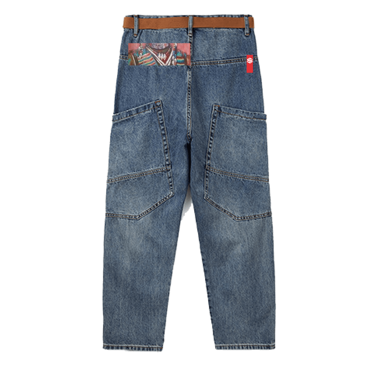 Unisex Loose-Fit Harem Cargo Denim Jeans