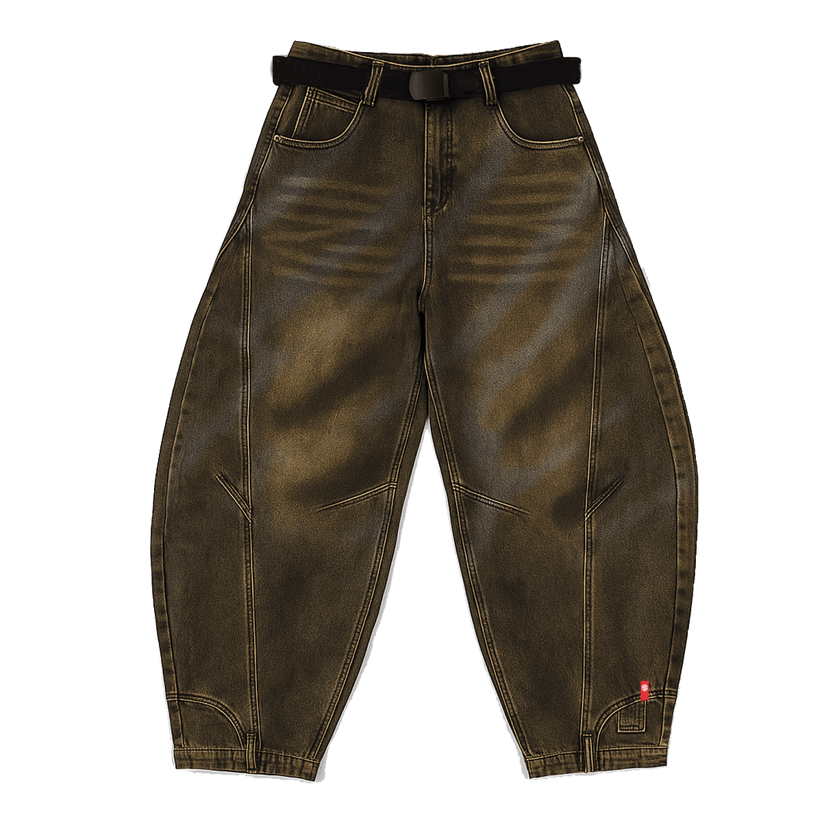 Unisex Loose-Fit Washed Curved Denim Jeans