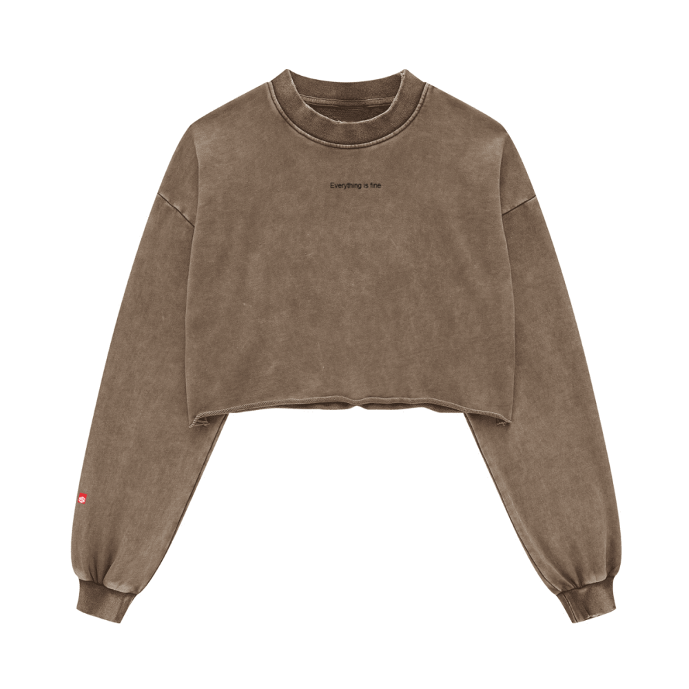 Cropped Oversized Washed Sweatshirt with Premium Cotton