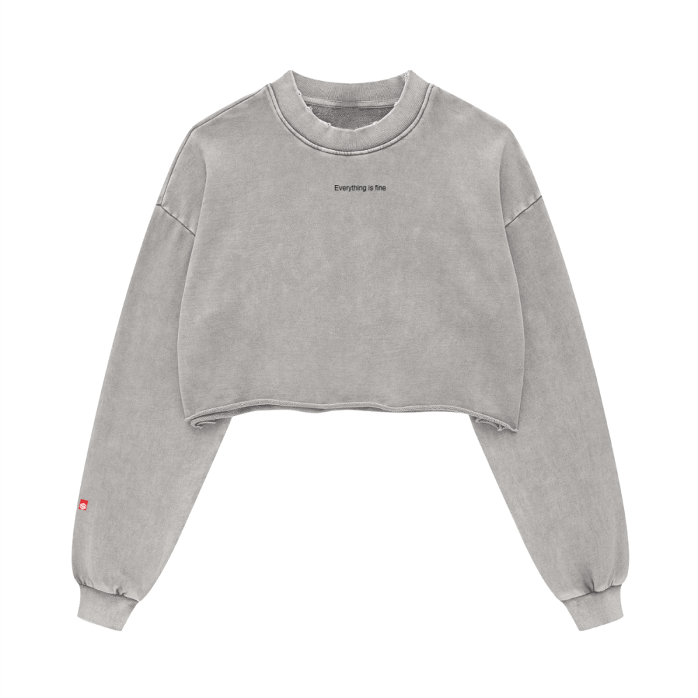 Cropped Oversized Washed Sweatshirt with Premium Cotton