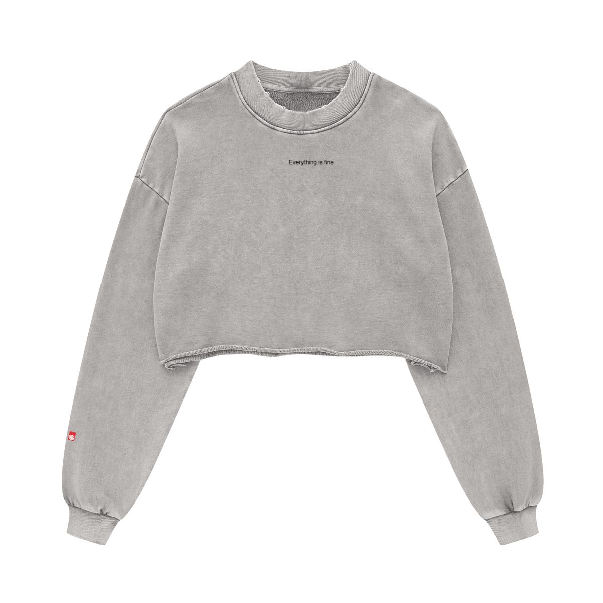 Cropped Oversized Washed Sweatshirt with Premium Cotton