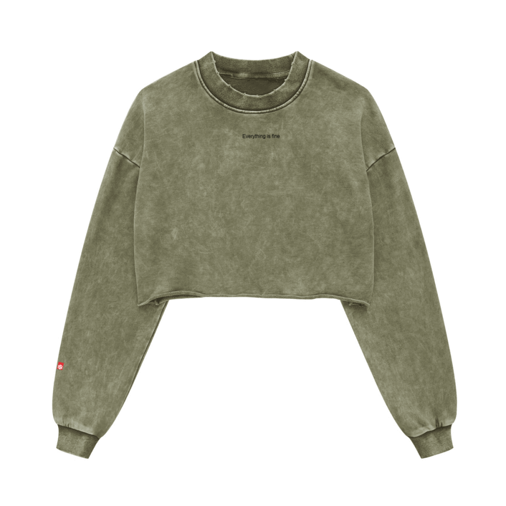 Cropped Oversized Washed Sweatshirt with Premium Cotton