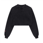 Cropped Oversized Washed Sweatshirt with Premium Cotton
