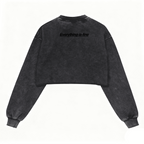 Cropped Oversized Washed Sweatshirt with Distressed Raw-Edge Style