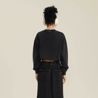 Cropped Oversized Washed Sweatshirt with Premium Cotton