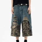 Unisex Camouflage Denim Shorts