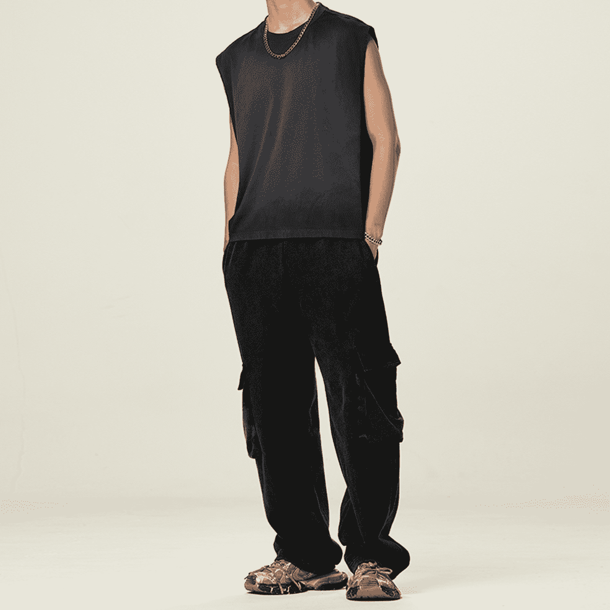 Unisex Cropped Boxy Washed Gradient Pure Cotton Tank Top (230 gsm)