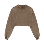 Cropped Oversized Washed Sweatshirt with Premium Cotton
