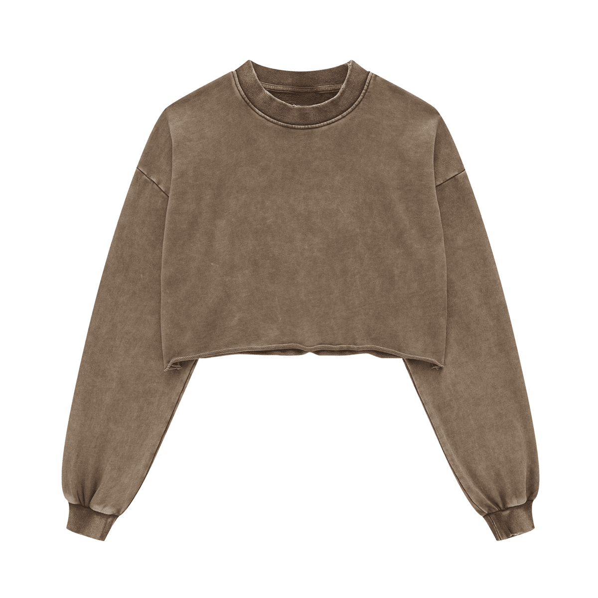 Cropped Oversized Washed Sweatshirt with Premium Cotton