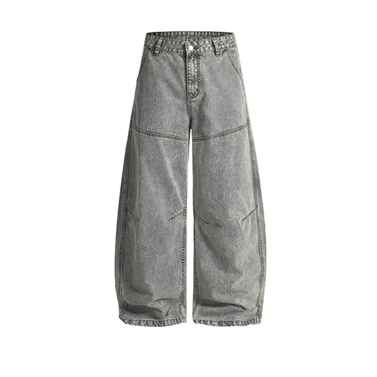 Unisex Washed Curved Blade Denim Jeans