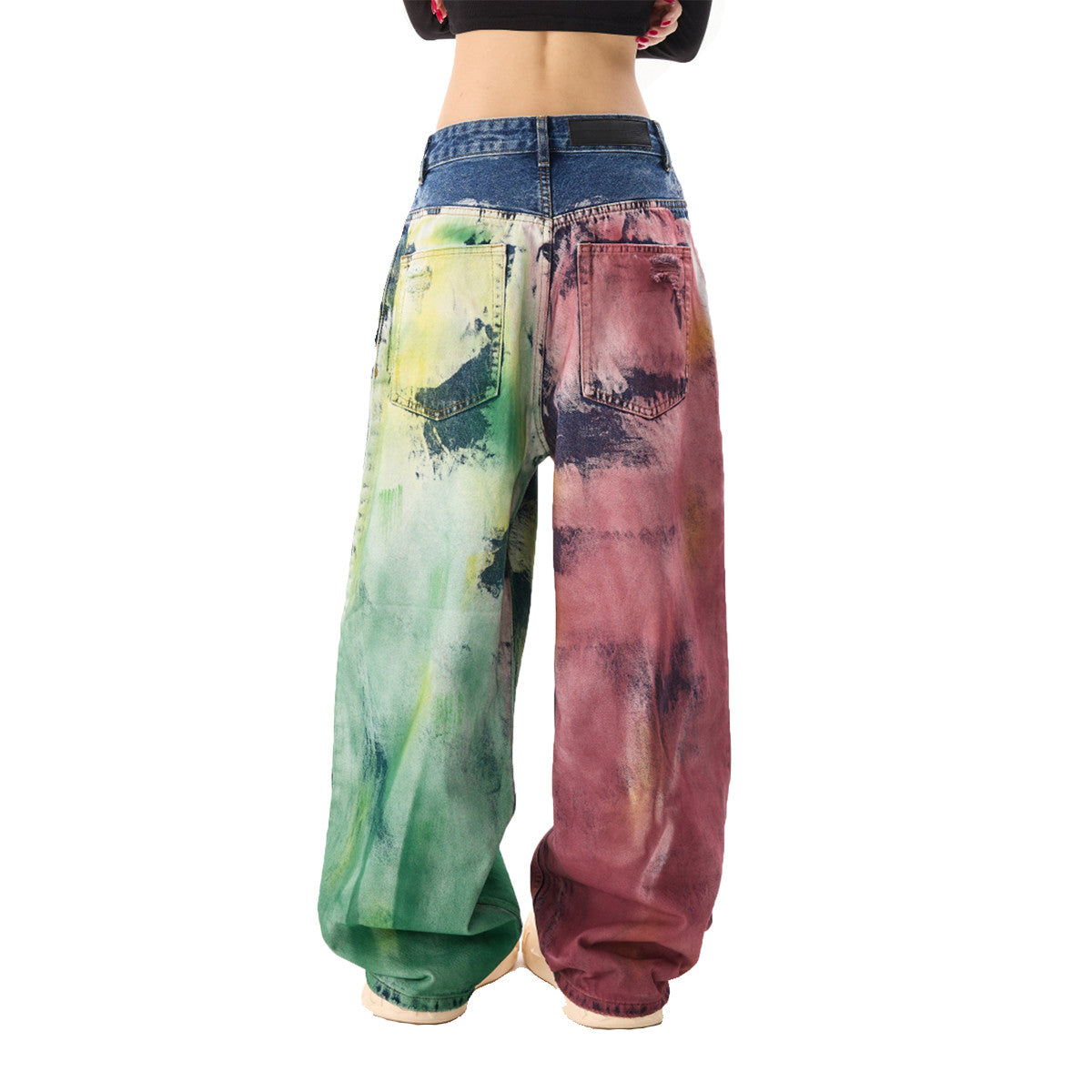 Unisex Color Splatter Wide-leg Straight Jeans