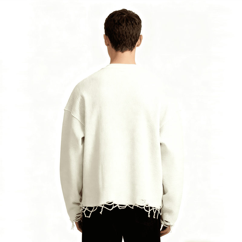 Unisex Waffle Cropped Long Sleeve Shirt(290G)