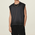 Unisex Cropped Boxy Washed Gradient Pure Cotton Tank Top (230 gsm)