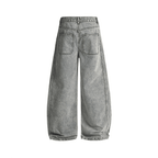 Unisex Washed Curved Blade Denim Jeans