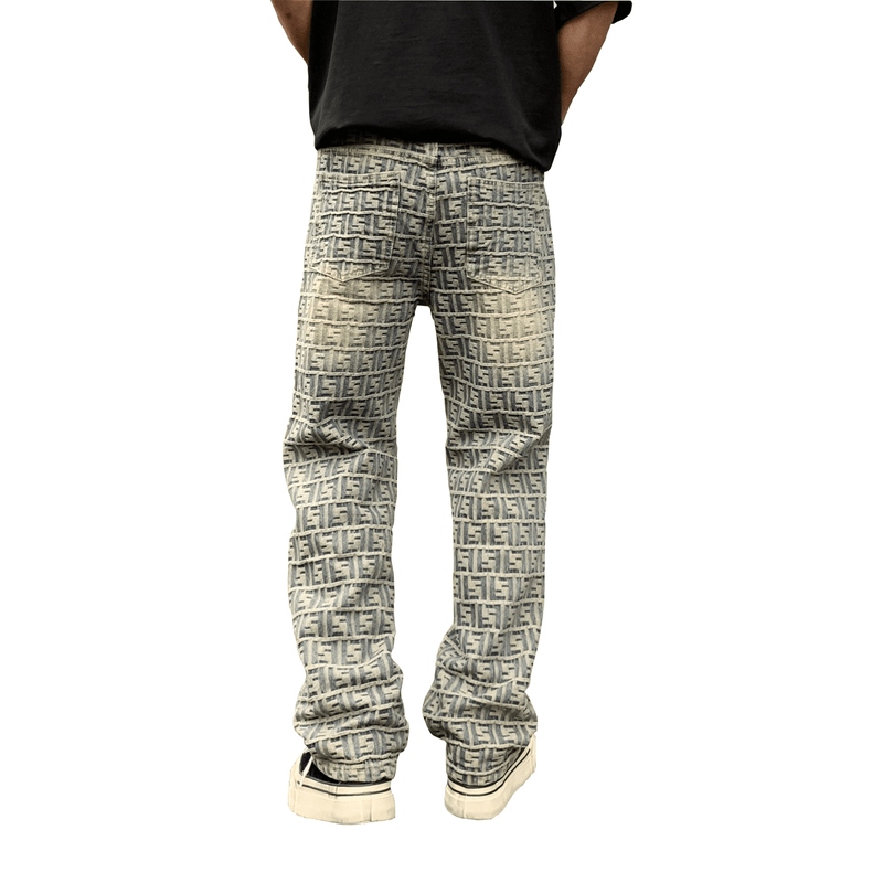 Unisex Jacquard All-over Letter Jeans