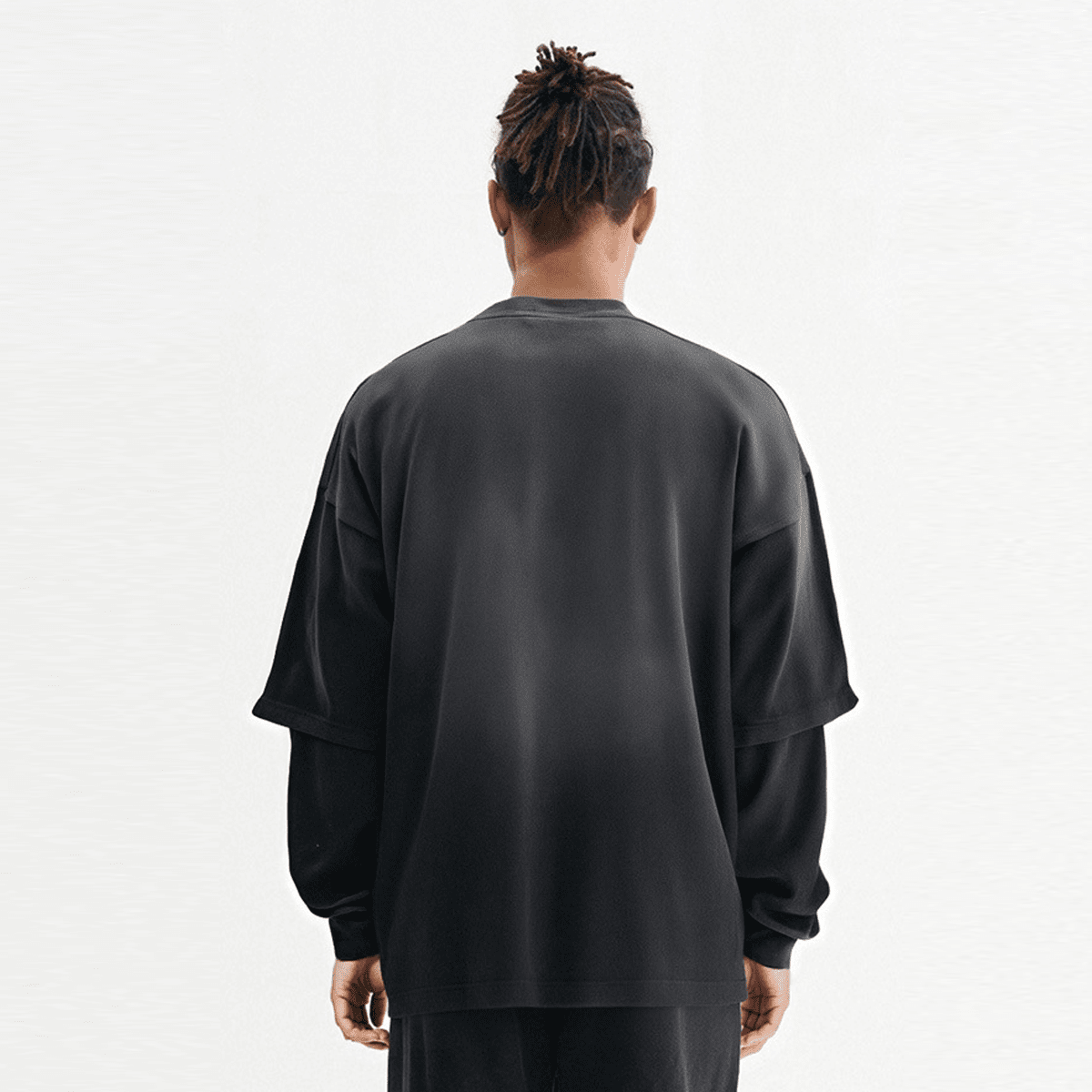 Unisex Vintage Washed Double-Gauze Oversized Long-Sleeve T-Shirt