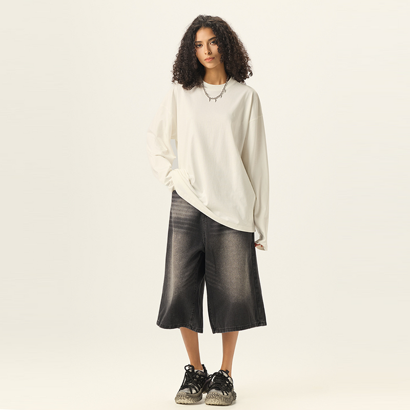 Unisex 100% Cotton Solid Color Long Sleeve T-shirt（280GSM）