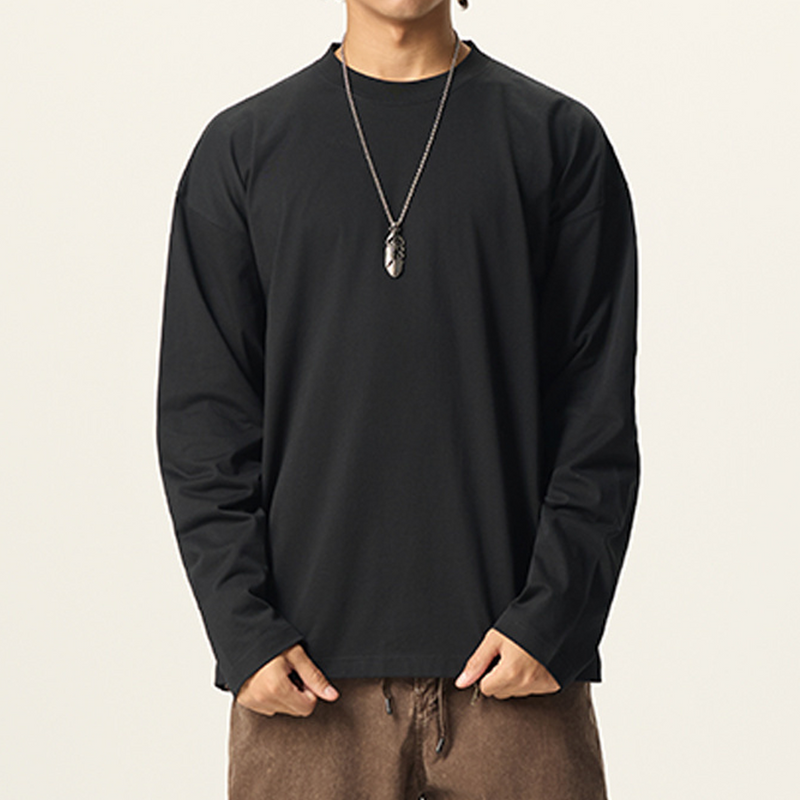 Unisex 100% Cotton Solid Color Long Sleeve T-shirt（280GSM）