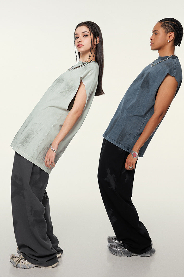 Distressed High Street Round Neck Sleeveless