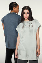 Distressed High Street Round Neck Sleeveless