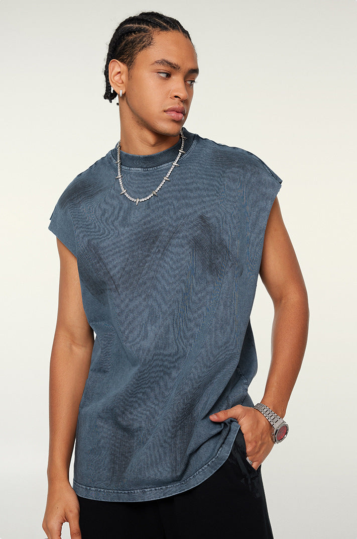 Distressed High Street Round Neck Sleeveless