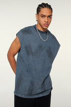 Distressed High Street Round Neck Sleeveless