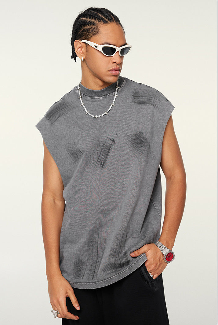 Distressed High Street Round Neck Sleeveless